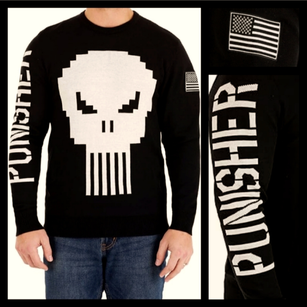 🌷3/$20🌷Marvel 'Punisher' Black and White Sweater